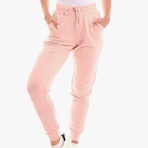 New Women’s Pre-Wash Joggers Ultra Soft Fleece Drawstring Waist Pockets Blush XS